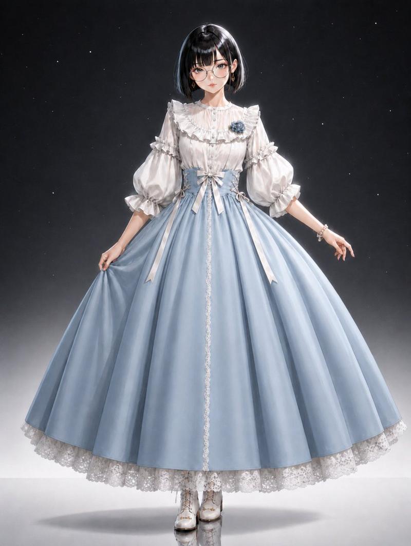 粉蓝色 Lolita 裙装肖像