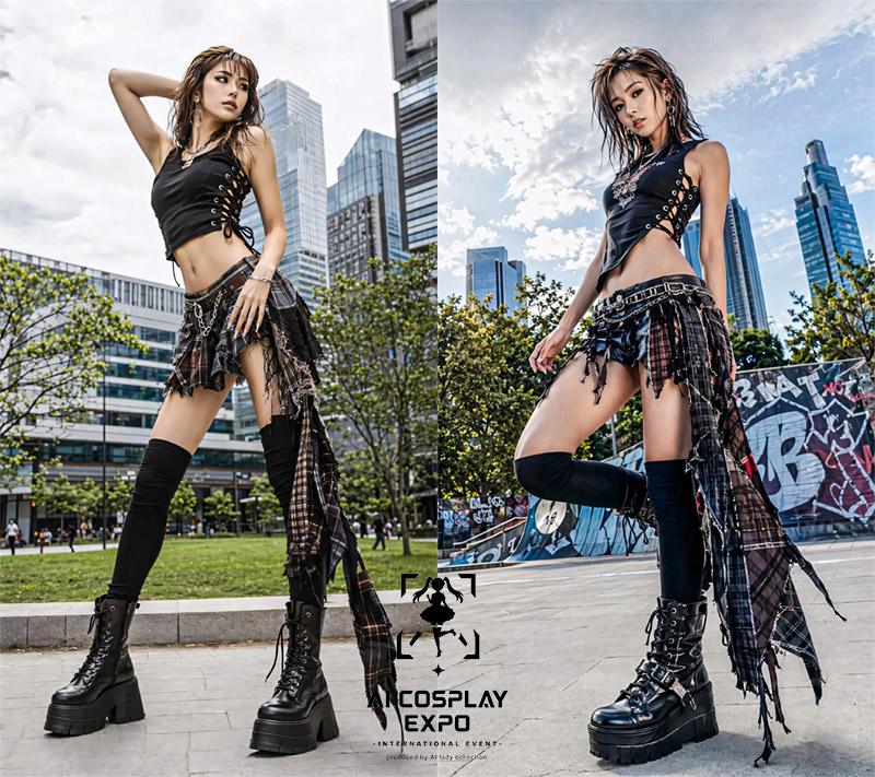 朋克哥特 Cosplay 时尚双联画