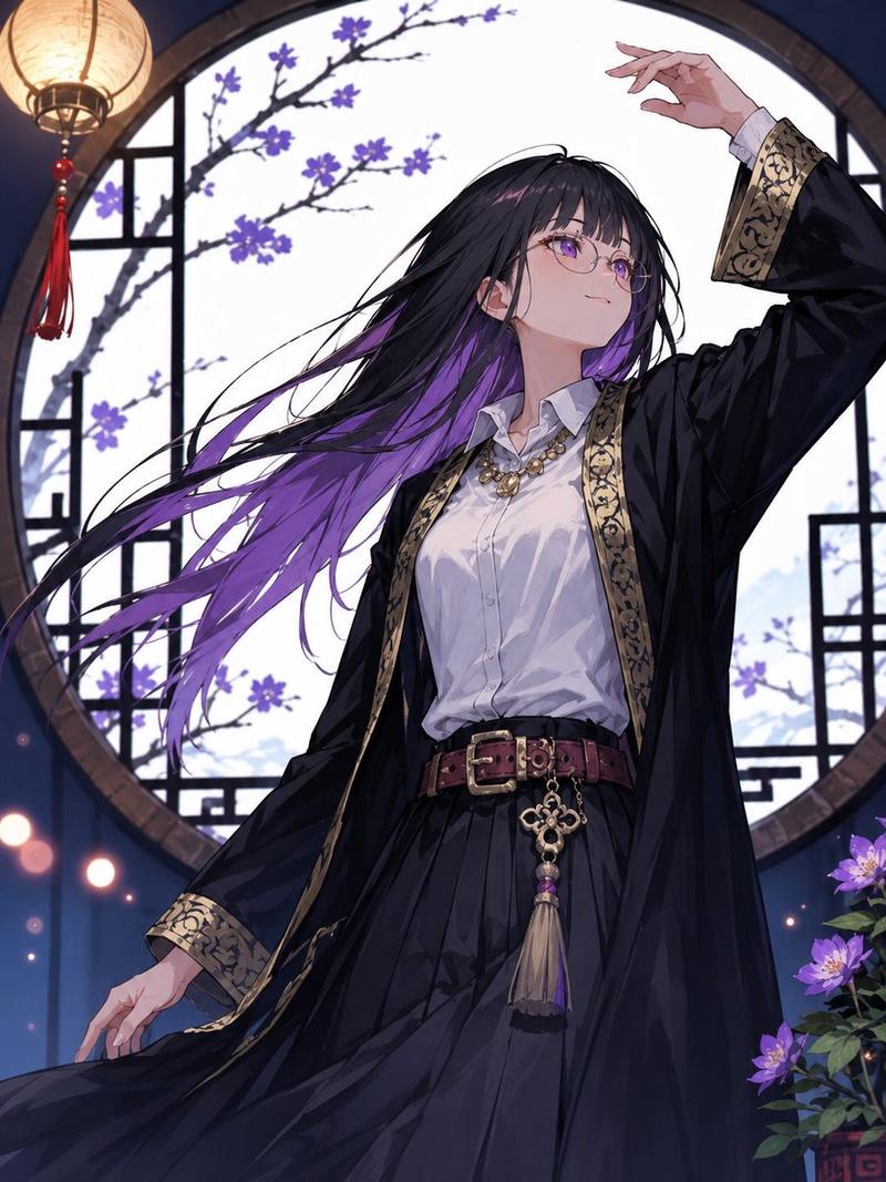 神秘的紫发动漫女性