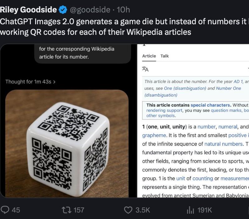 QR 码骰子演示推文截图