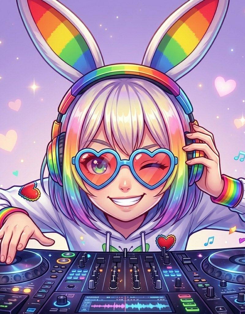 彩虹兔 DJ 动漫肖像