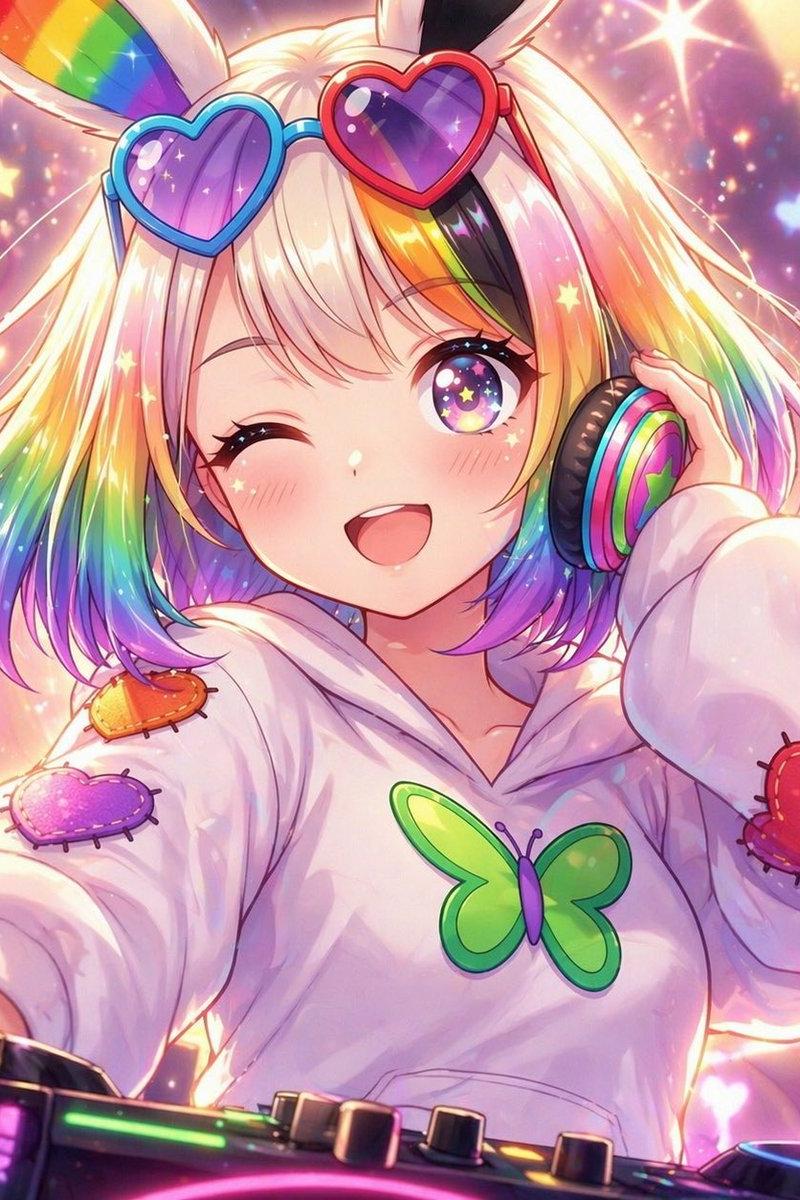彩虹兔女郎 DJ 动漫头像