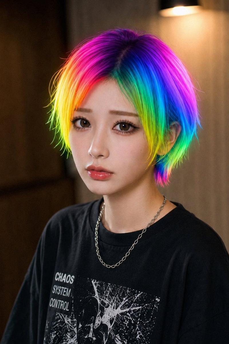 彩虹发色遮挡肖像