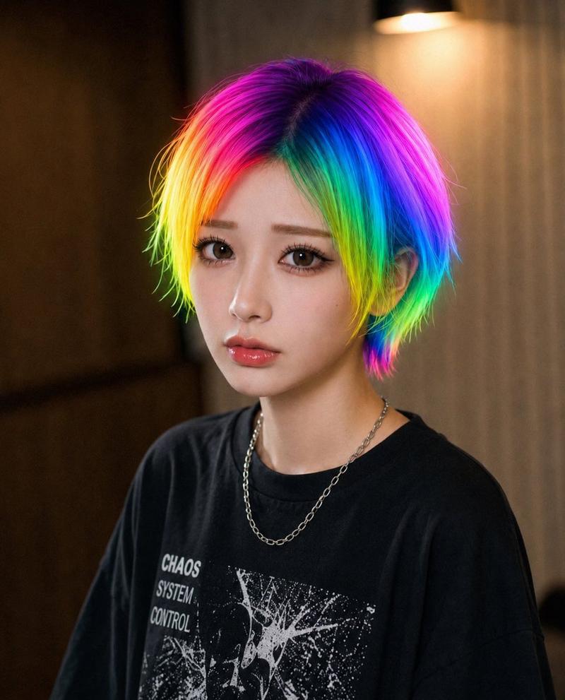 彩虹发色遮挡肖像