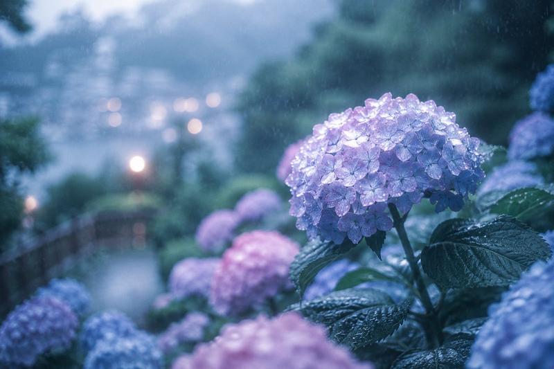 雨中镰仓绣球花海