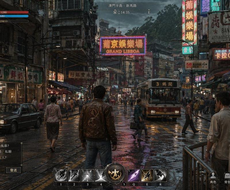 雨夜霓虹澳门 RPG 游戏截图