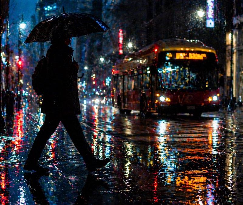 雨夜城市穿行