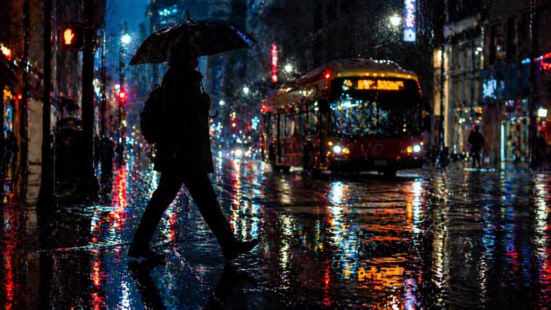 雨夜城市穿行