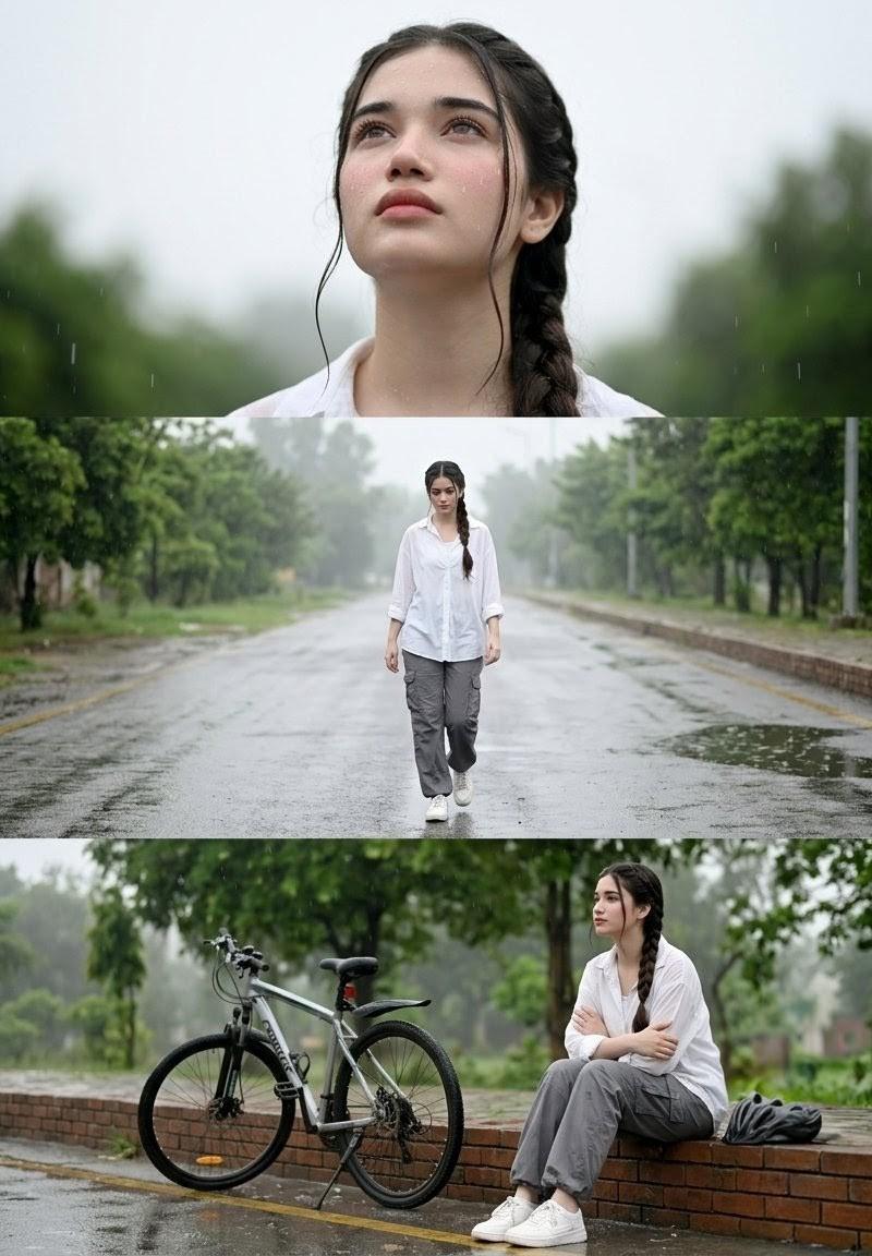 雨中街道三联画肖像