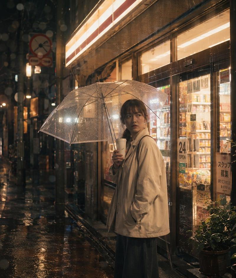 雨中东京便利店场景