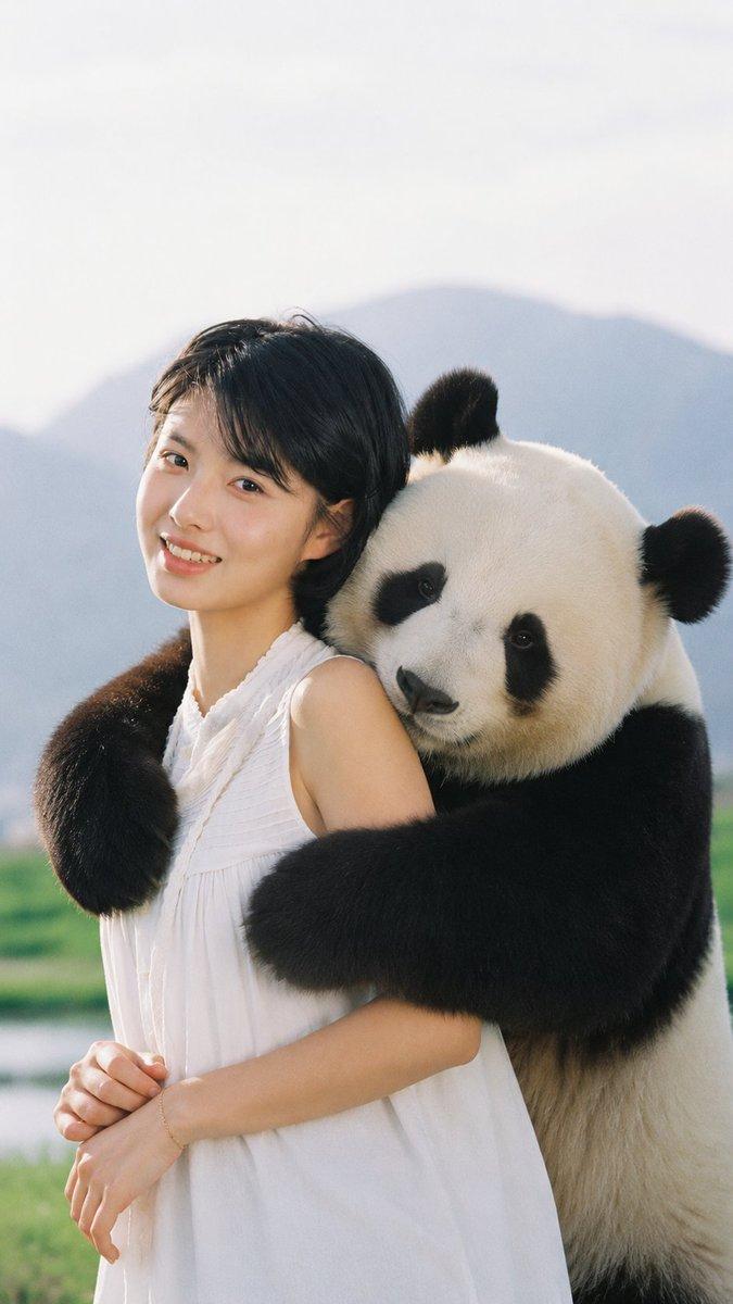 治愈系熊猫拥抱角色转换