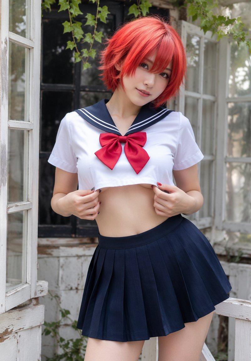 写实风格水手服 Cosplay 人像