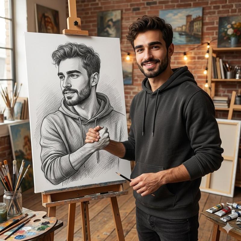 Realistic Artist Studio Sketch Interaction