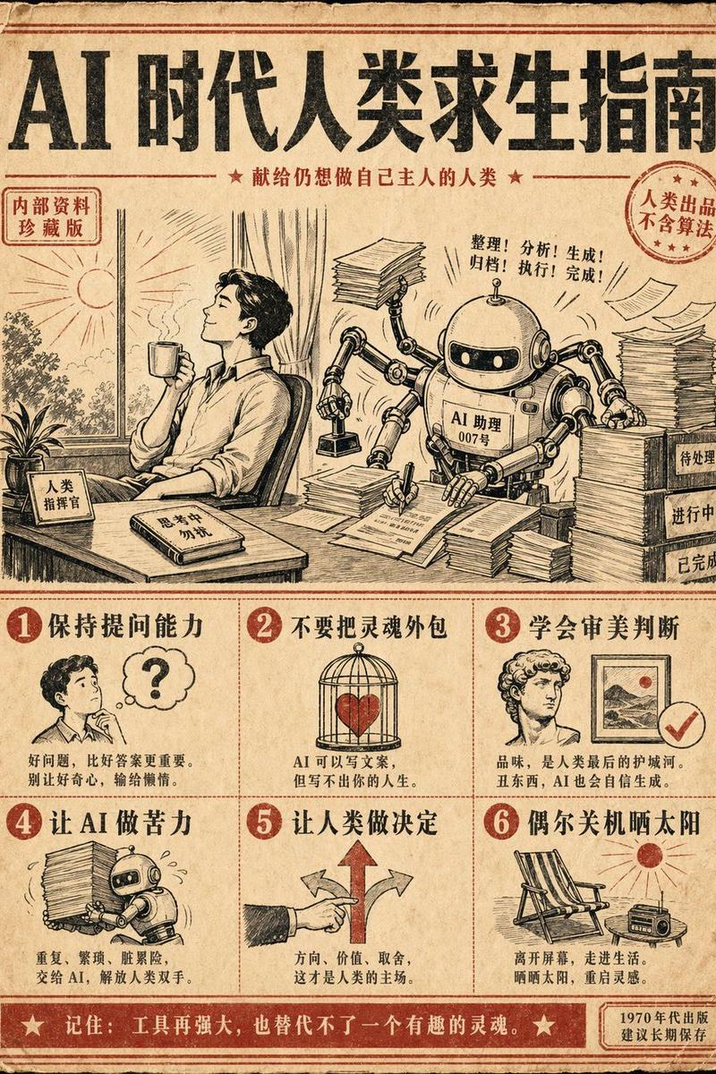 复古 AI 生存指南海报