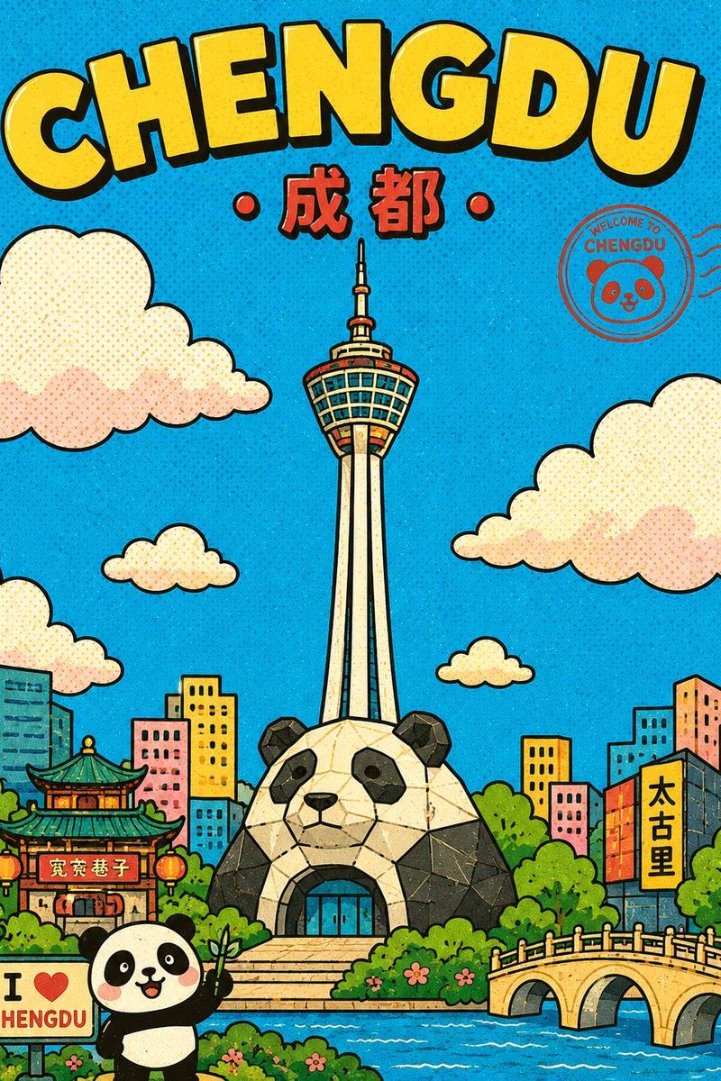 复古成都卡通明信片