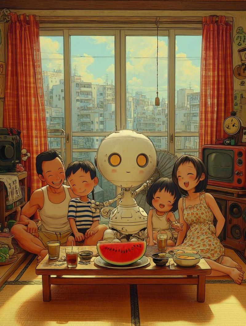 复古未来主义家庭风扇机器人
