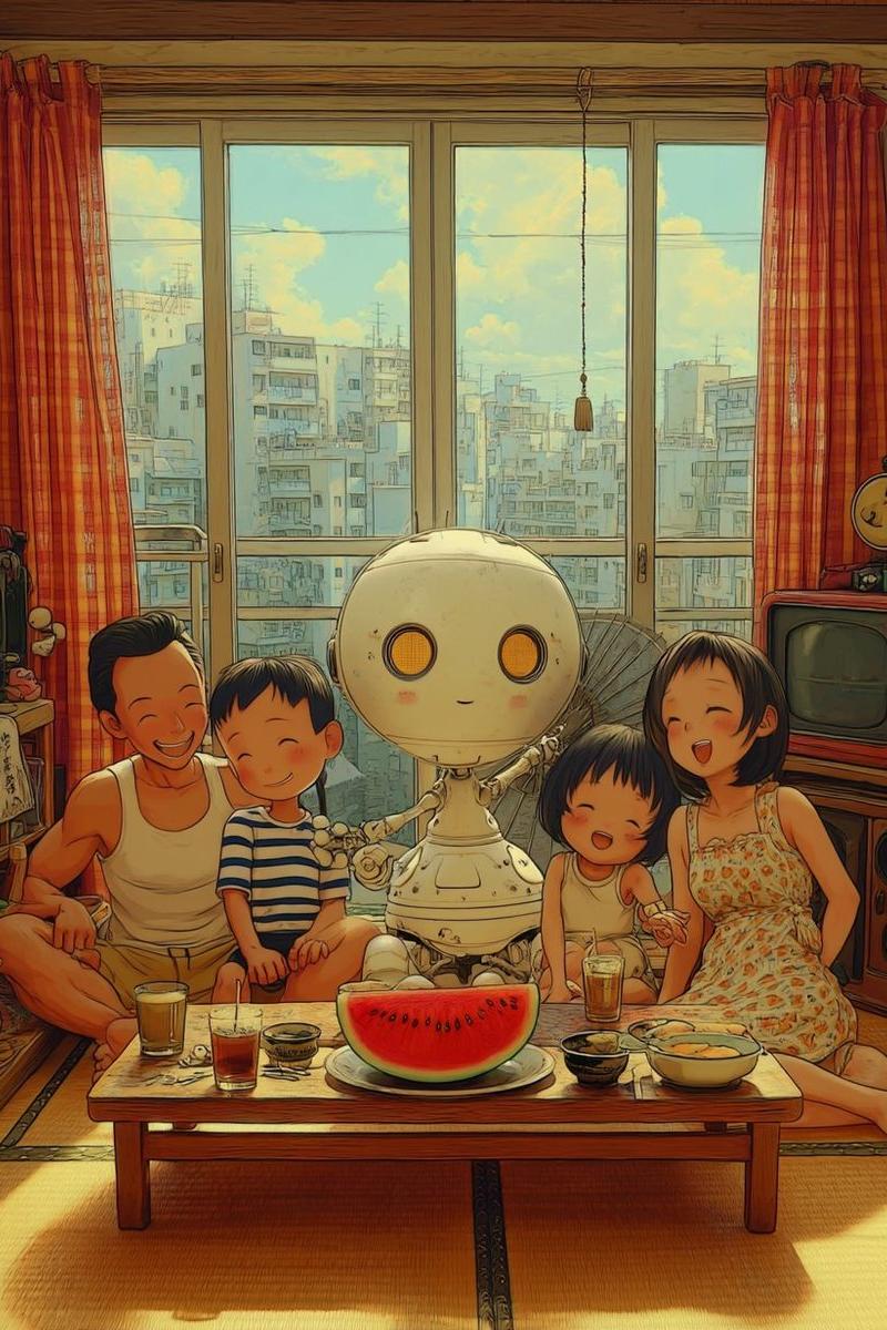 复古未来主义家庭风扇机器人
