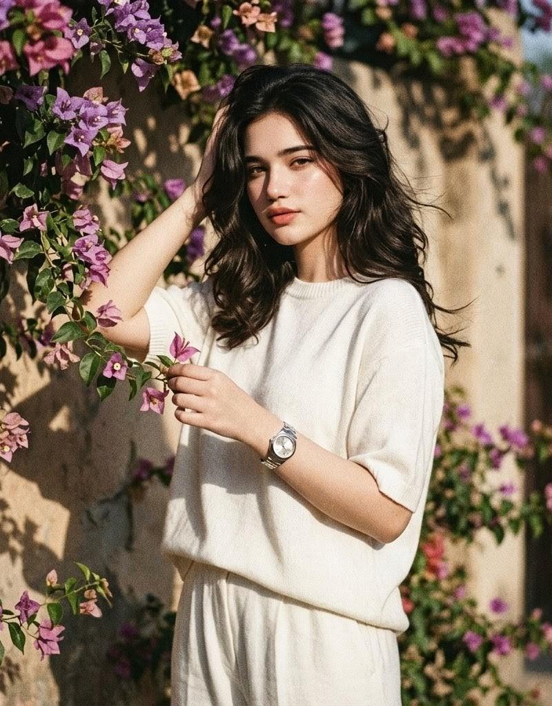 花藤下的复古女性