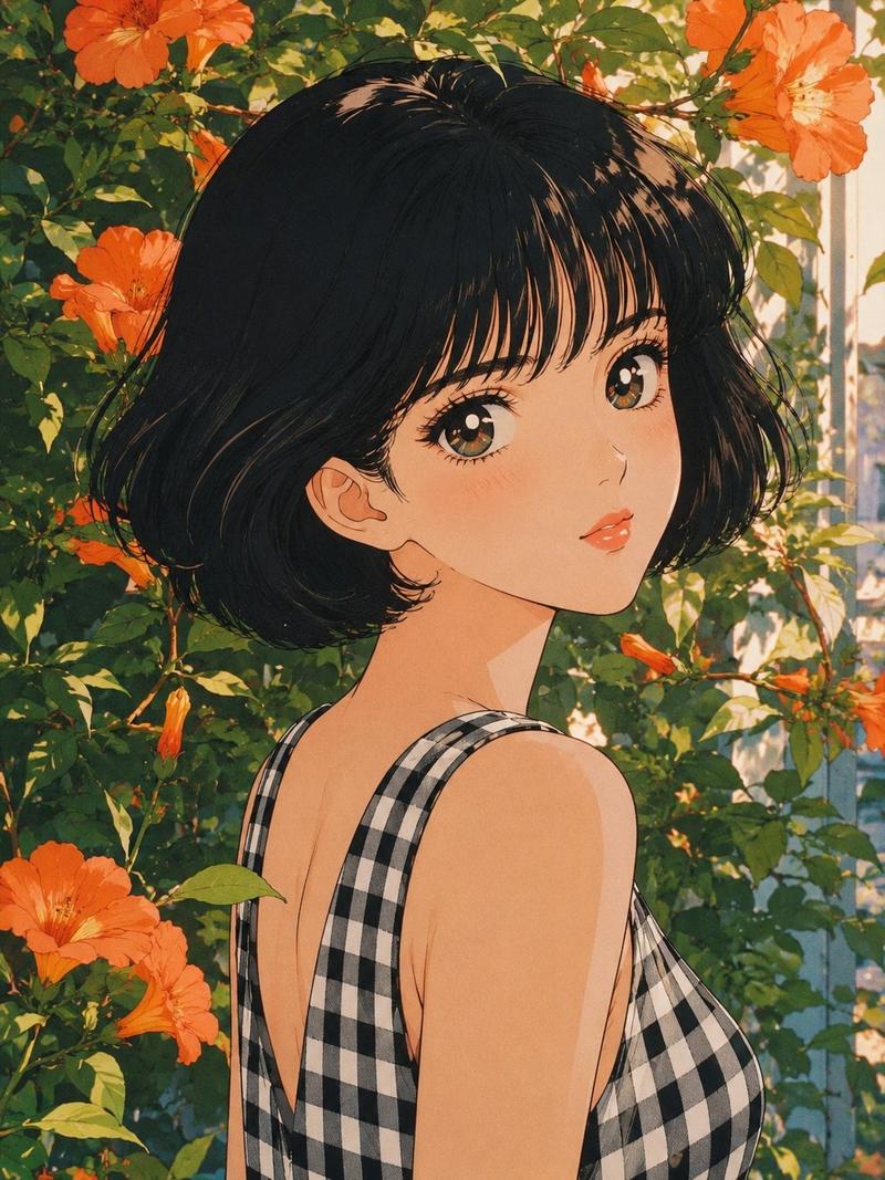 复古 80 年代少女漫风格肖像
