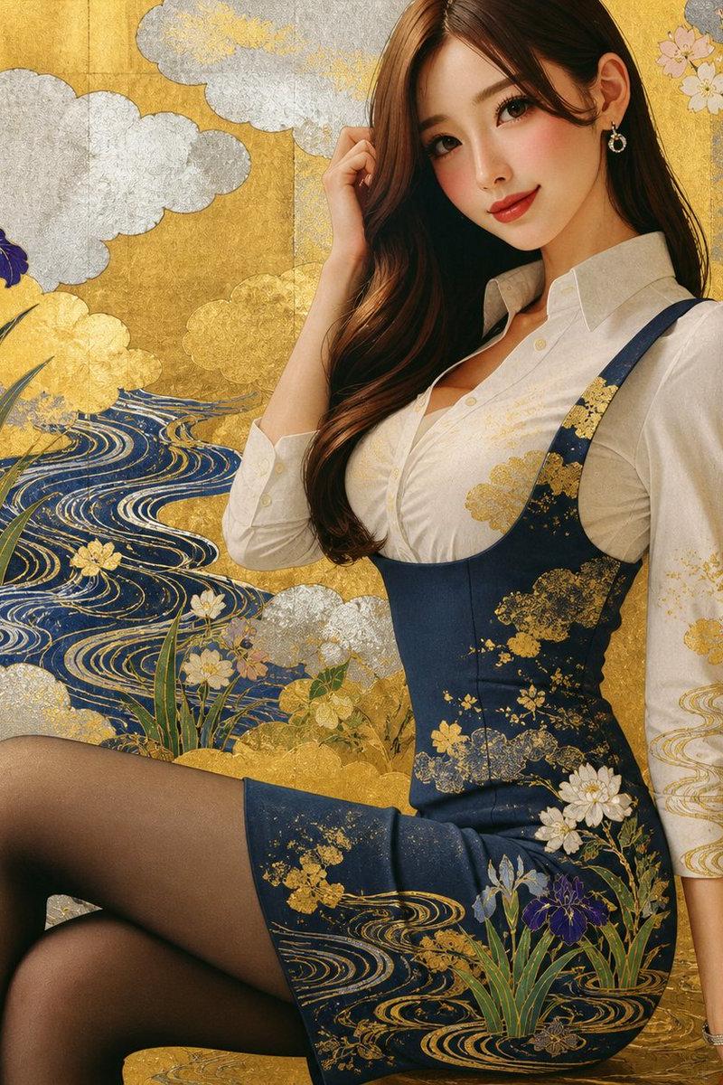 Rinpa Gold Screen Portrait