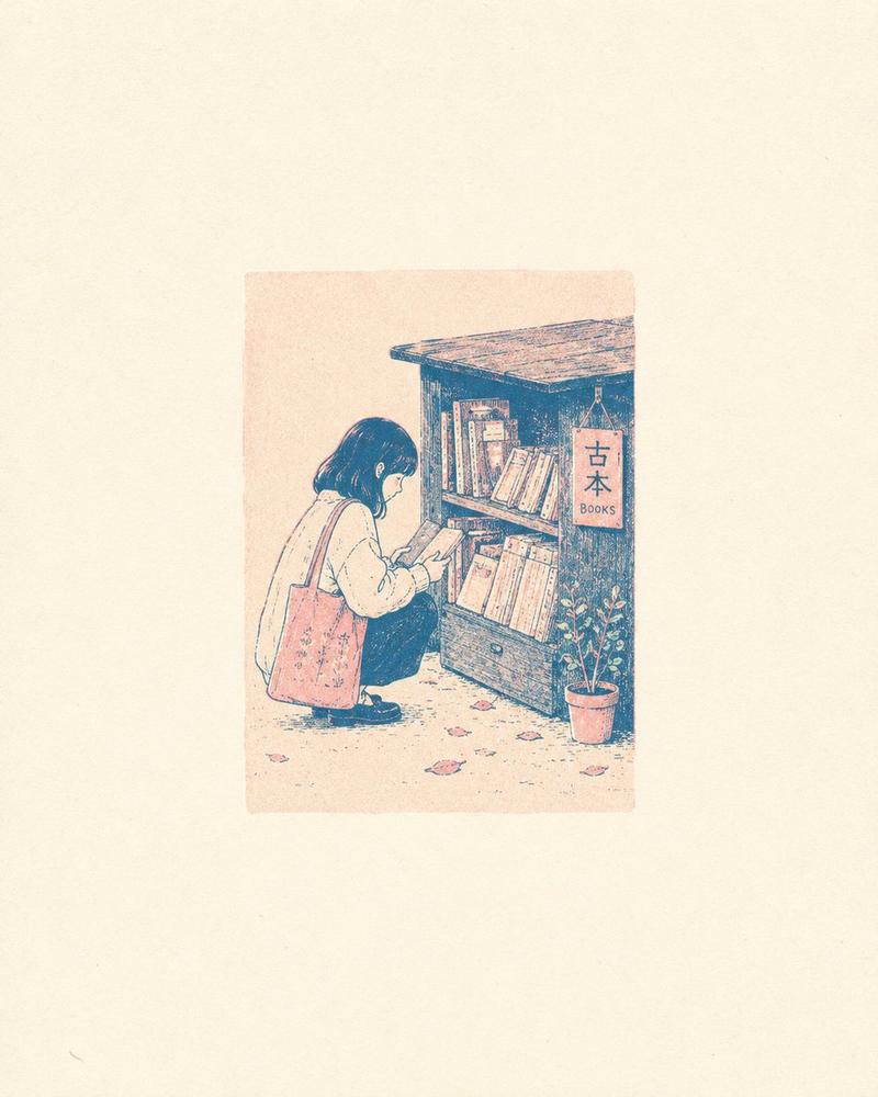Risograph 风格诗意插画