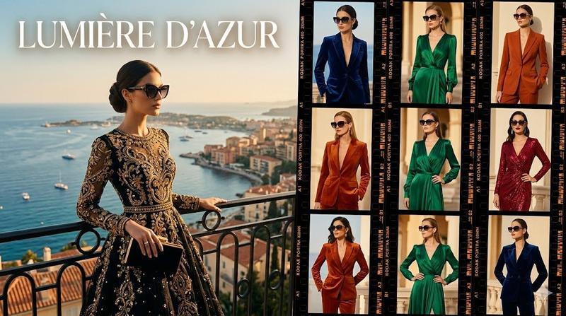Lumière d’Azur 时尚 Lookbook 拼贴画