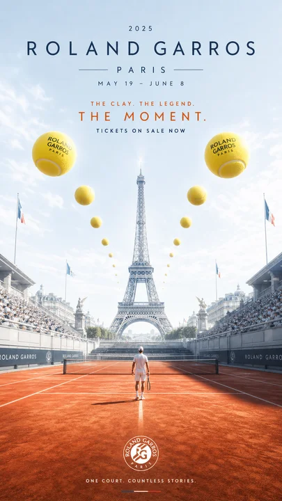 对称式 Roland Garros 巴黎海报