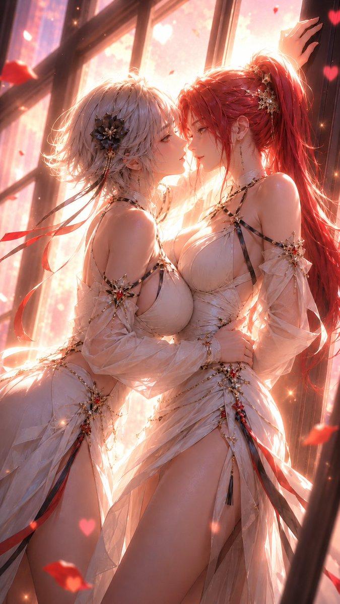 浪漫 3D CG 百合插画