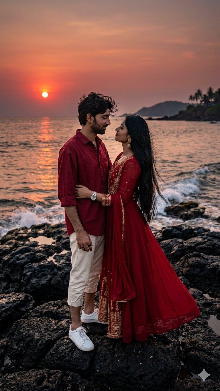 Romantic Sunset Couple Portrait