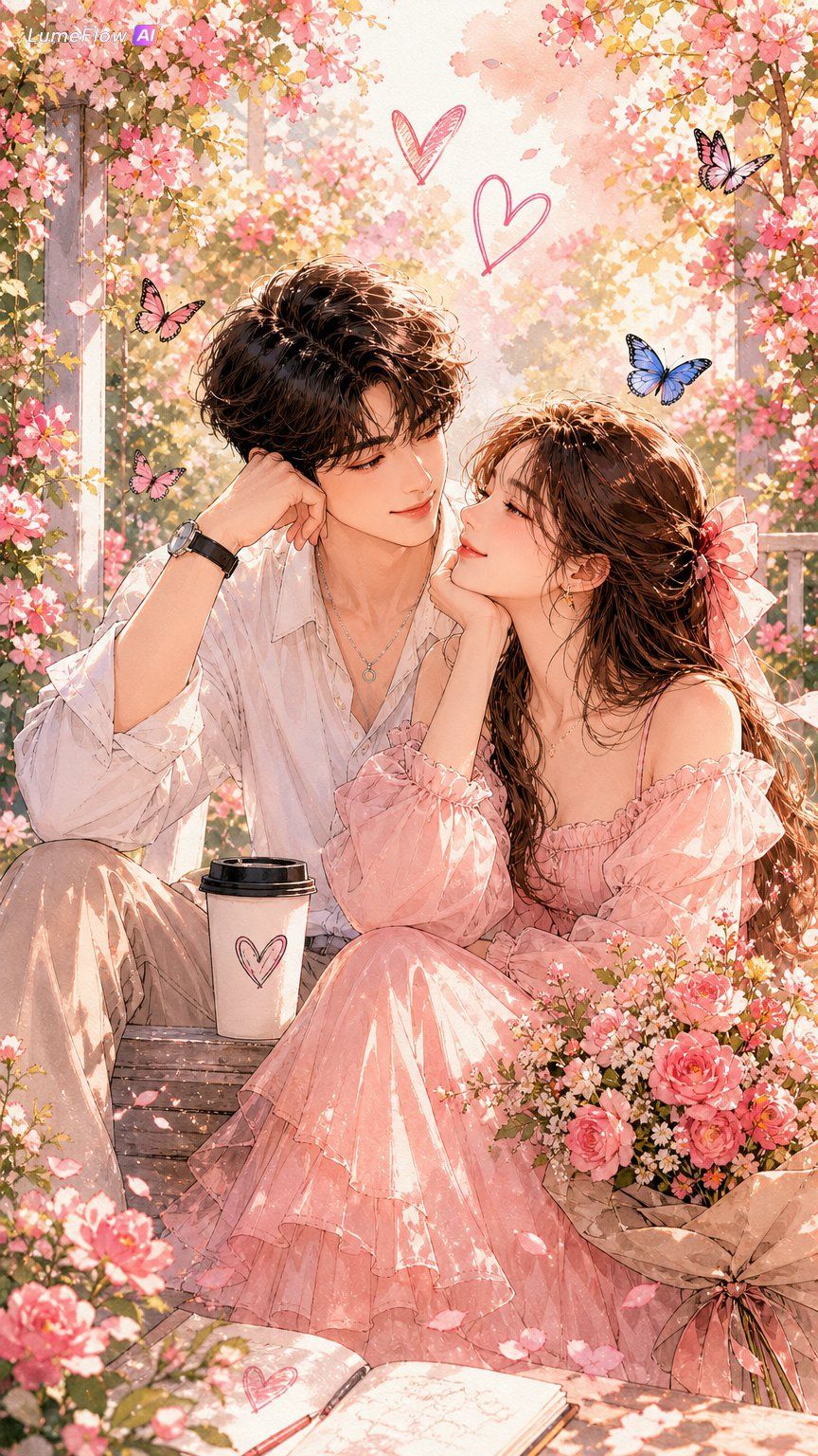 Watercolor Korean Couple Portrait