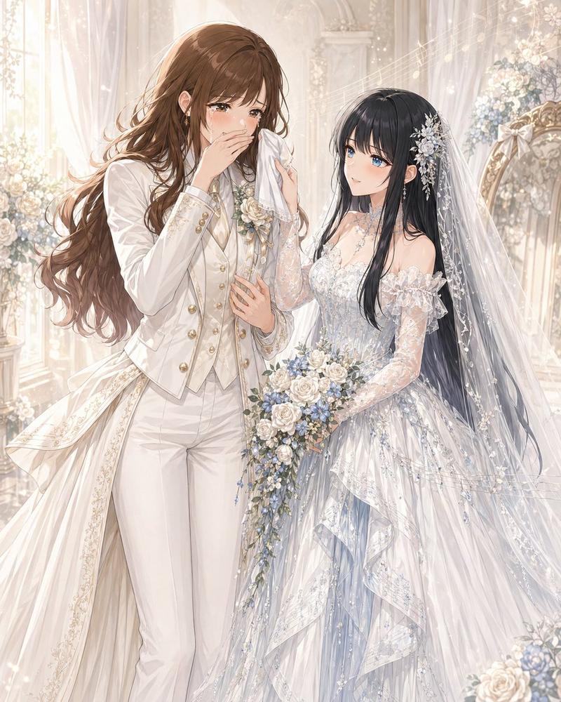 浪漫百合婚礼教堂肖像