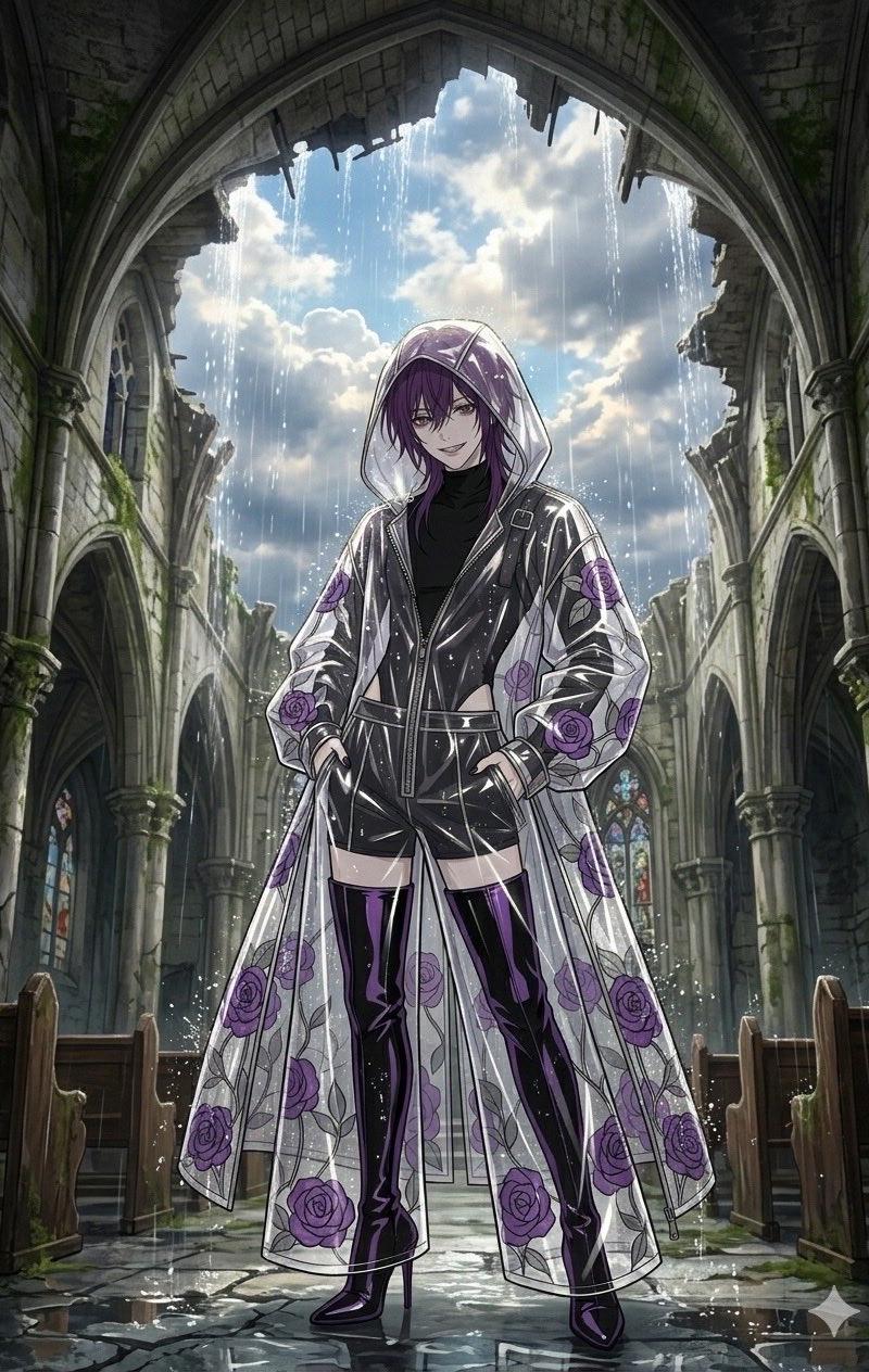 Stained Glass Rose Raincoat