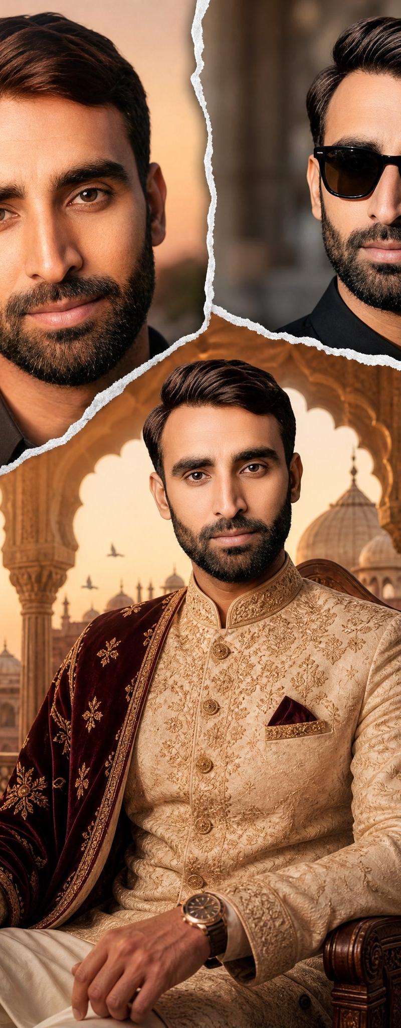 皇家 Sherwani 人像拼贴提示词