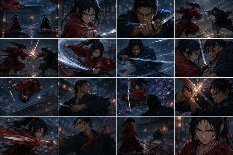 雨中武士对决分镜故事板