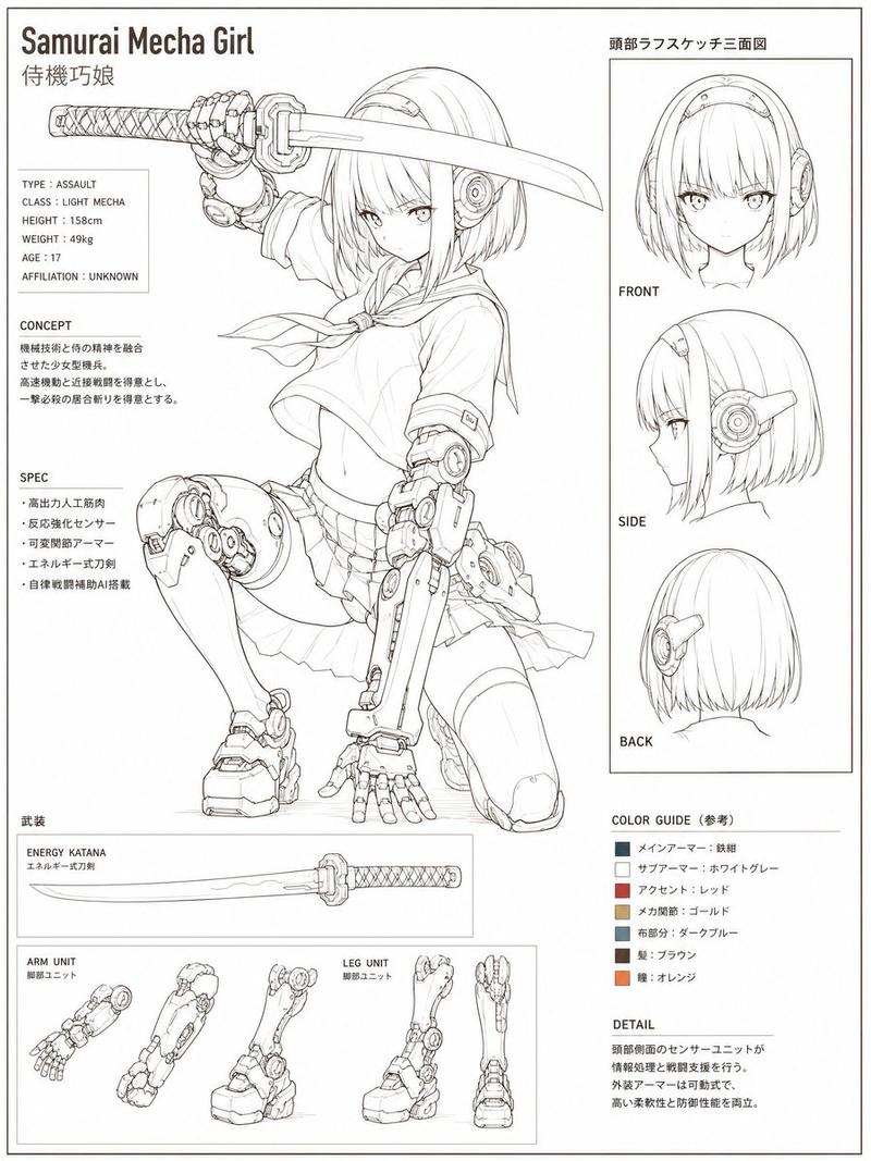 武士机甲少女参考图