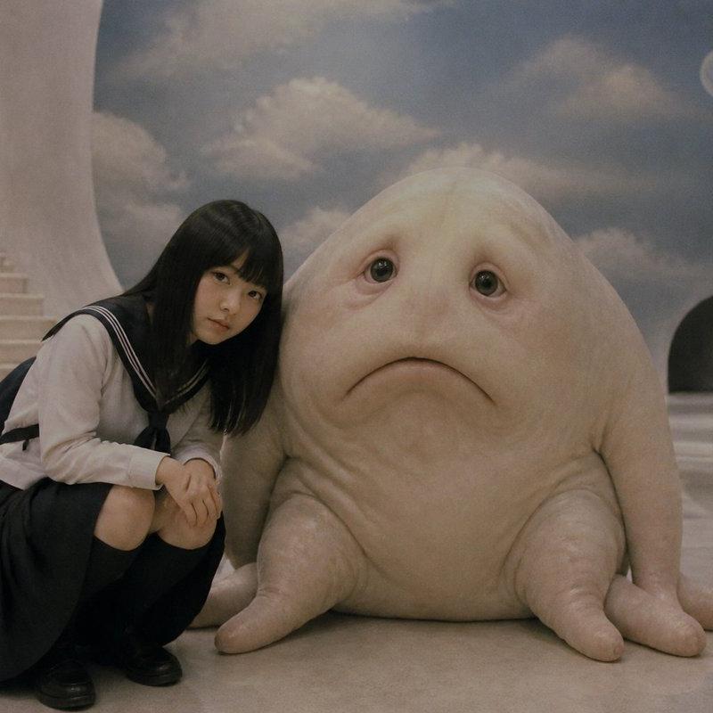 超现实女学生与软萌生物