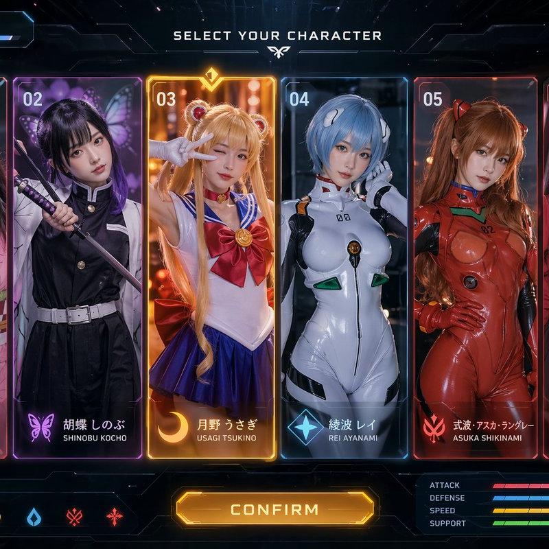 科幻动漫角色选择 UI