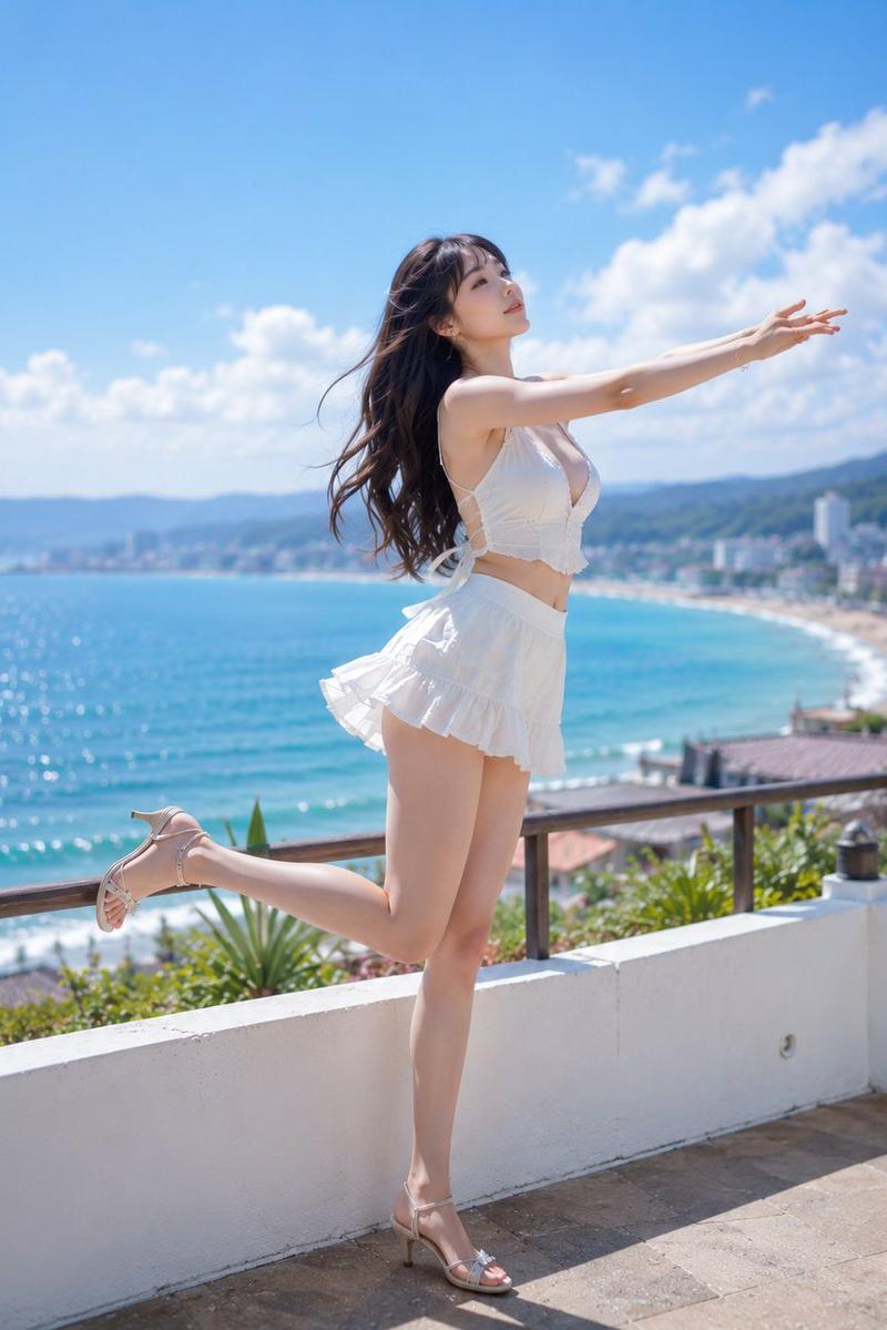 海滨露台夏季时尚人像