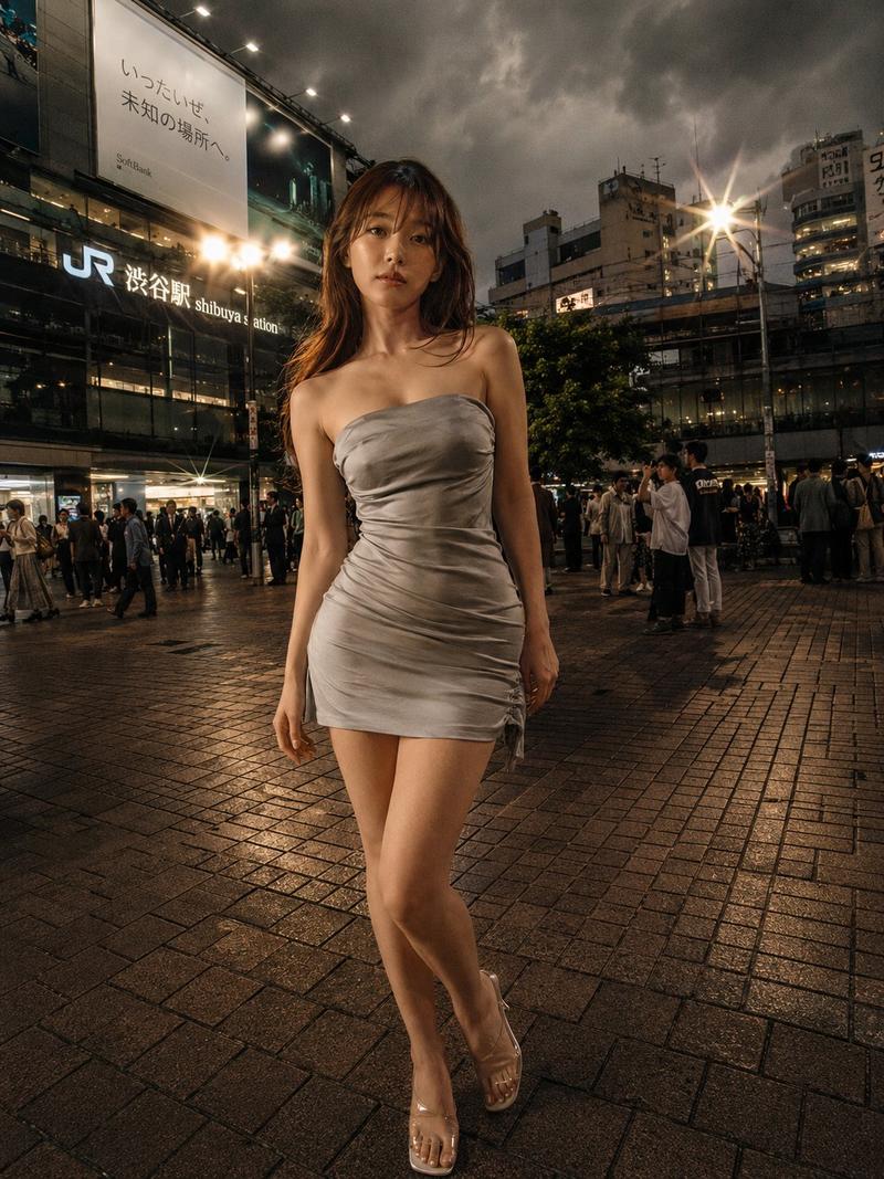 涩谷站夜间时尚人像