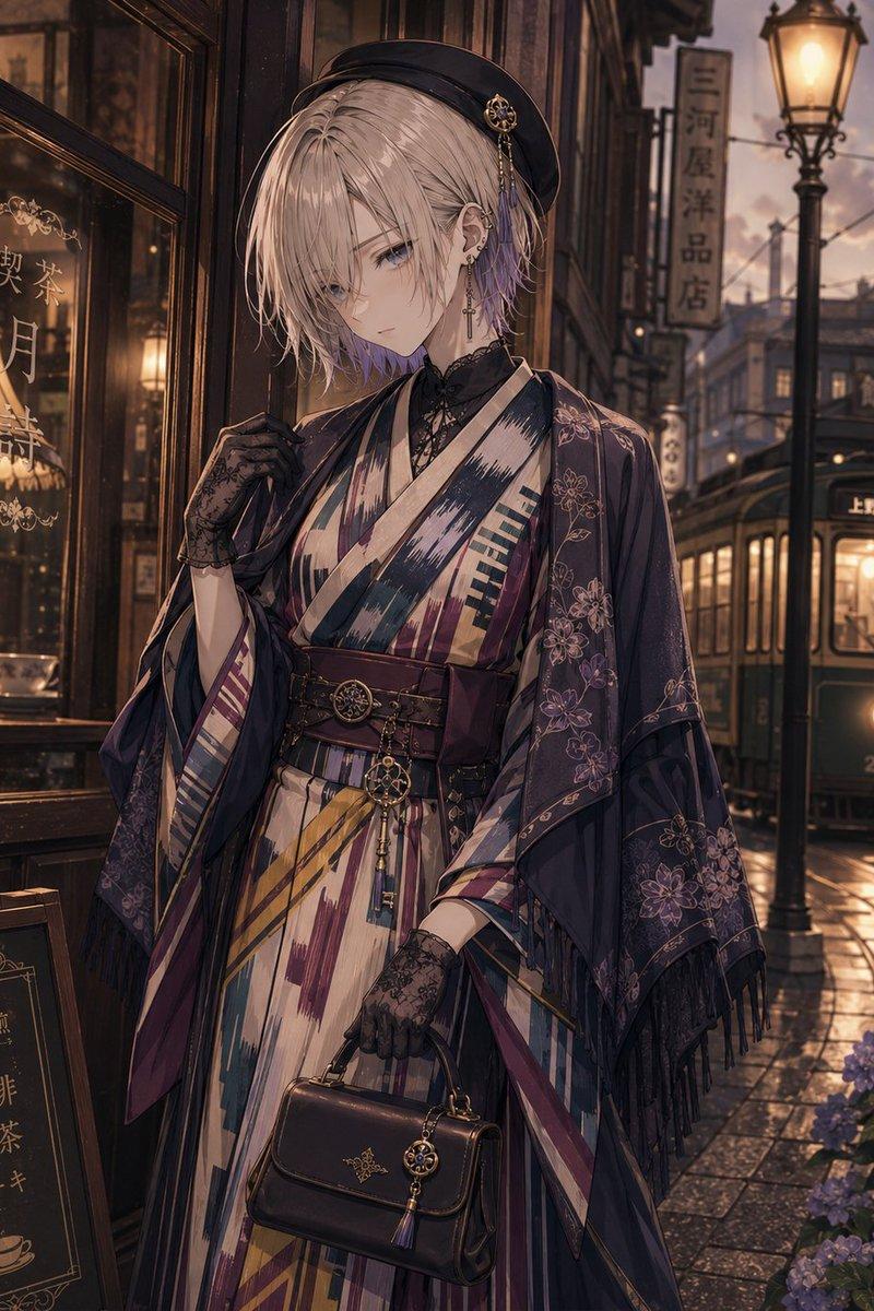 Showa Modern Meisen Kimono Fashion
