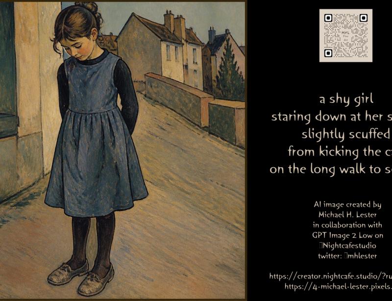 Nostalgic Girl with Scuffed Shoes