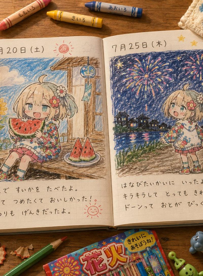 可爱的夏日绘图日记