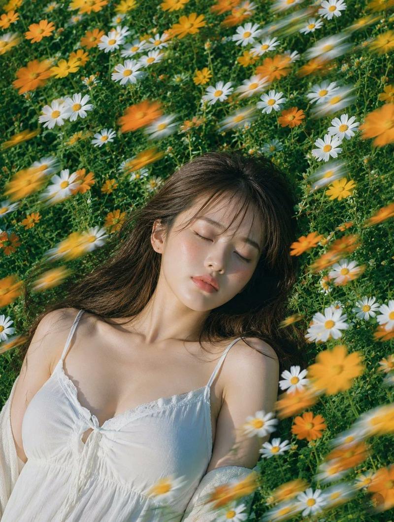 夏日花海中的小憩