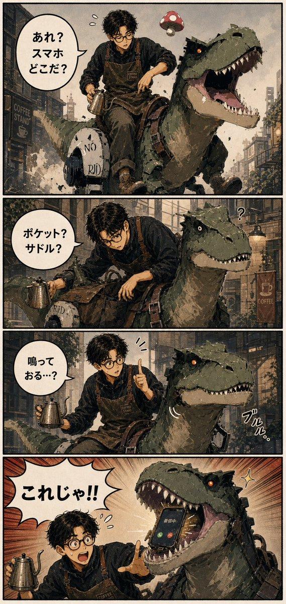 四格智能手机霸王龙漫画