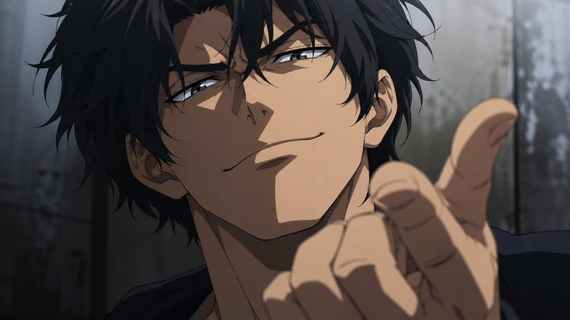 坏笑动漫男子特写