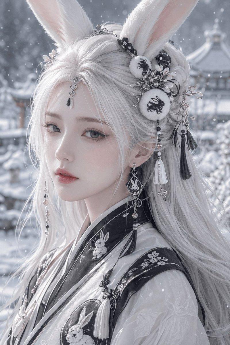 雪兔汉服肖像