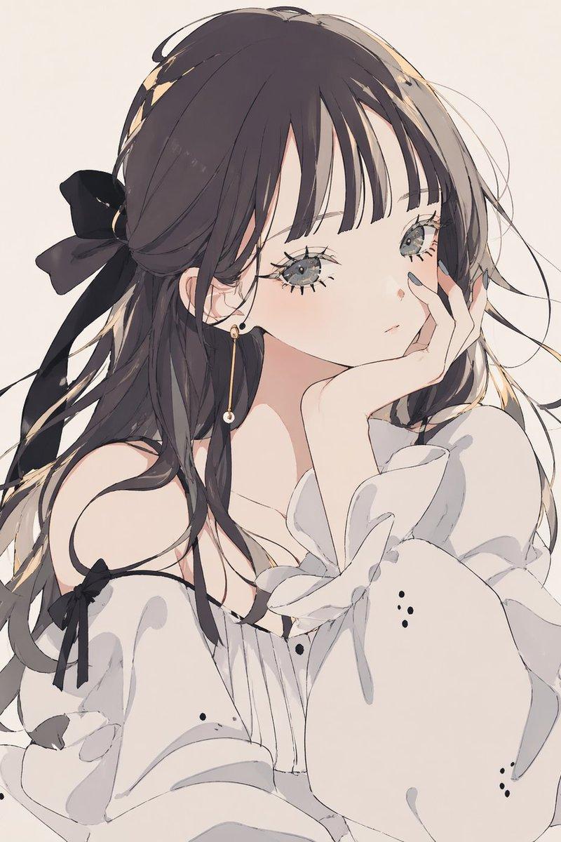 柔和单色动漫少女肖像