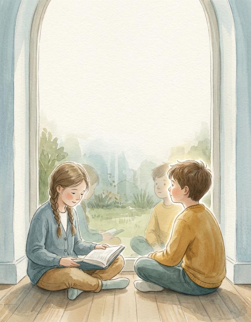 柔和水彩绘本插画