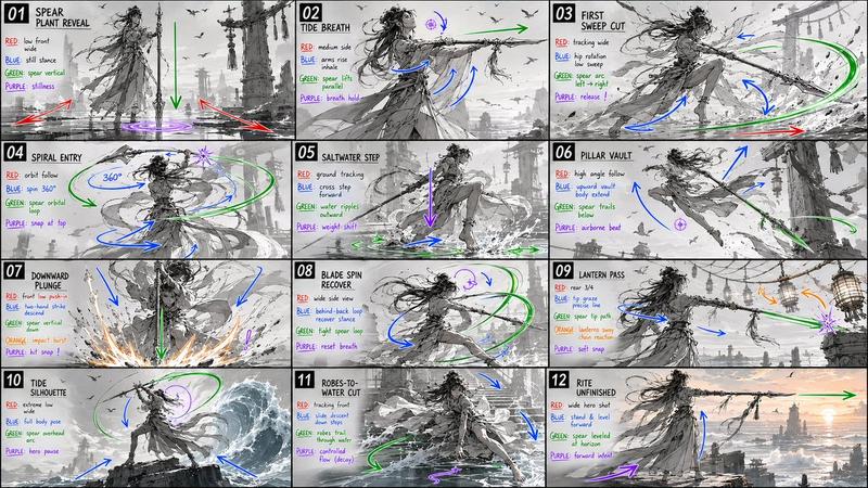 12 格长矛 Sakuga 分镜脚本