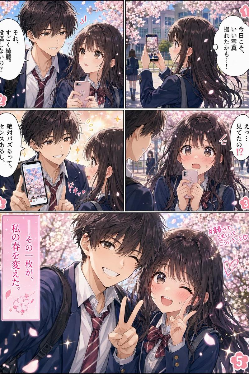 春季校园恋爱漫画页面